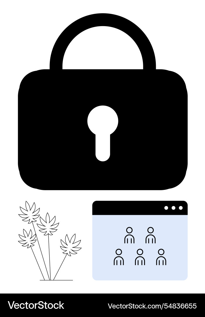 Digital security concept with padlock user icons Digital security concept with padlock user icons vector image
