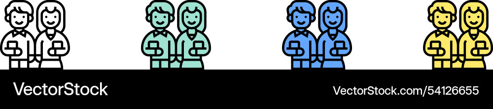 Employees icon outline green blue and yellow Employees icon outline green blue and yellow vector image