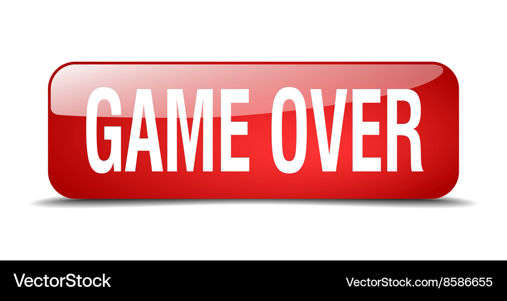 Game over red square 3d realistic isolated web Vector Image