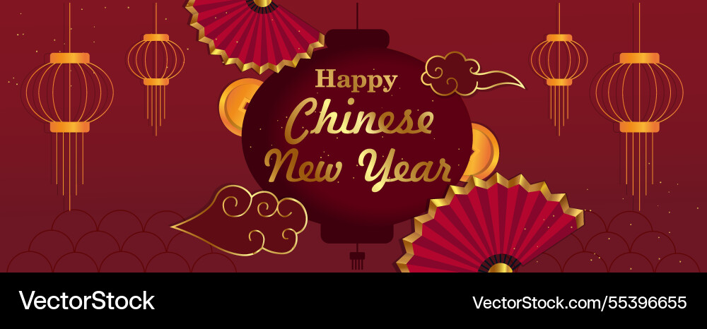 Happy chinese new year celebration with lanterns Happy chinese new year celebration with lanterns vector image