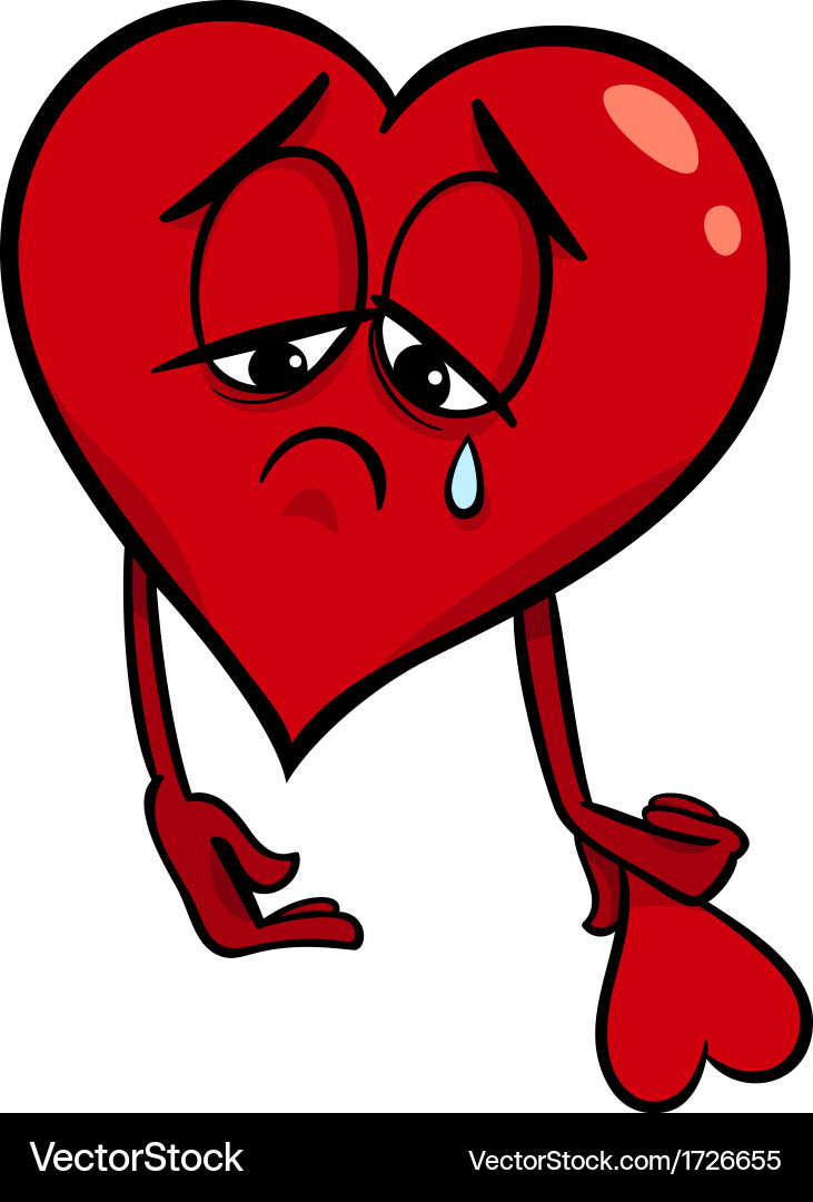 Sad broken heart cartoon