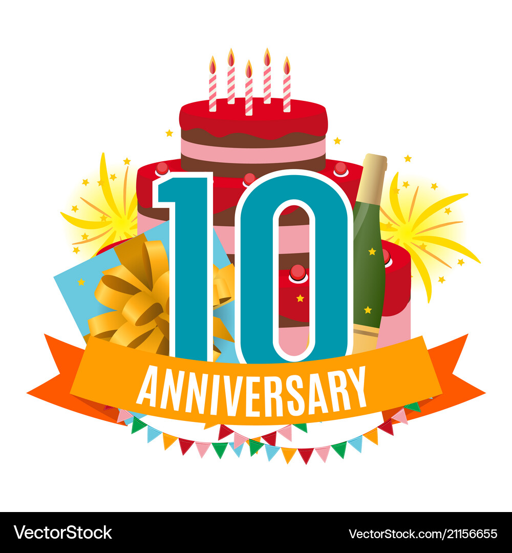 Template 10 years anniversary congratulations – Royalty-Free Vector |  VectorStock, image size:1000x1080