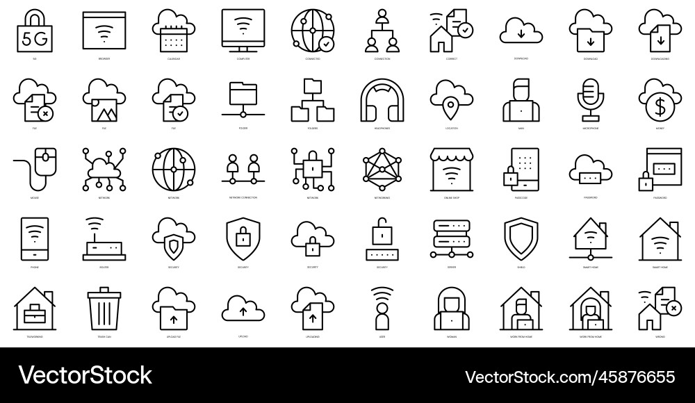 Thin Line Networking Icons Set vector image
