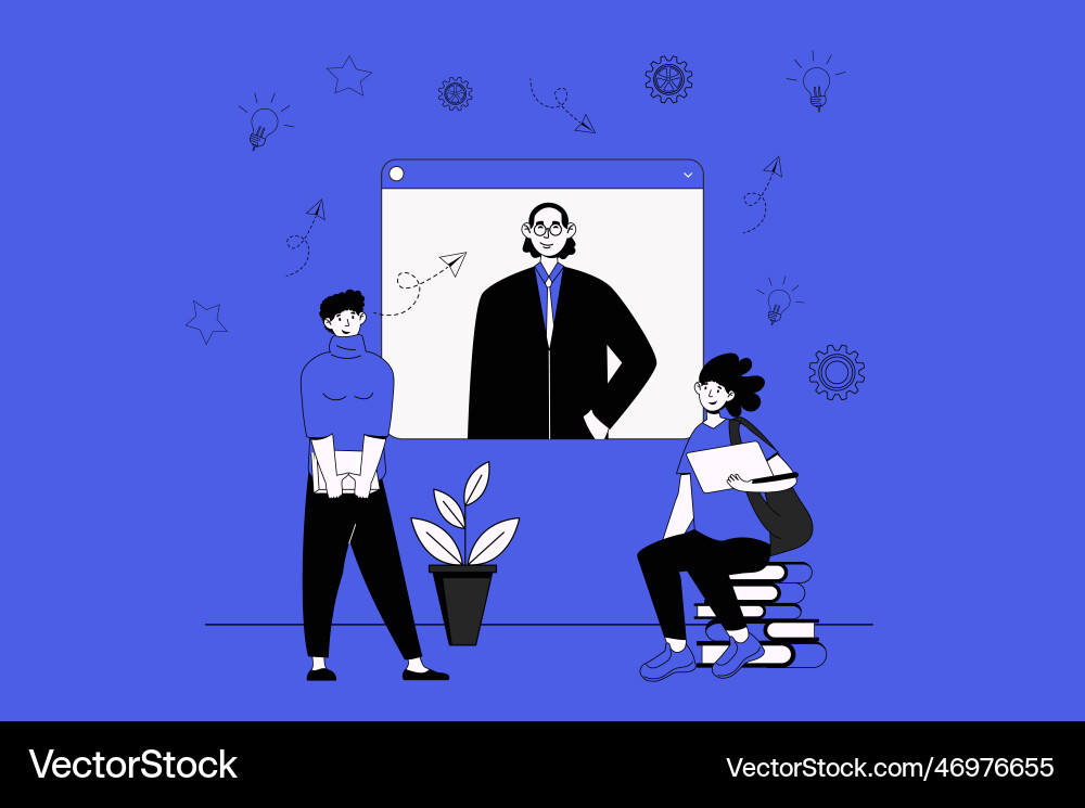 Video lesson web concept with character scene Video lesson web concept with character scene vector image