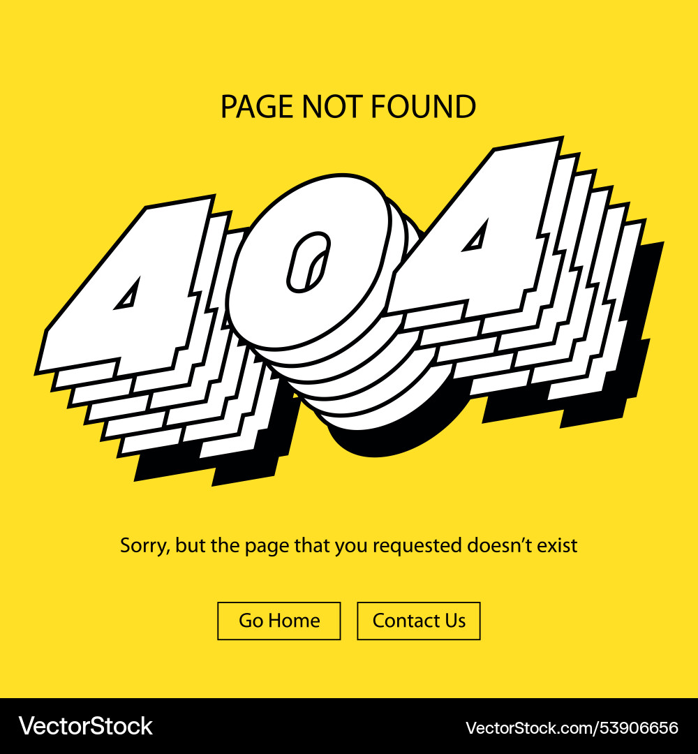 404 error page not found web site template 404 error page not found web site template vector image