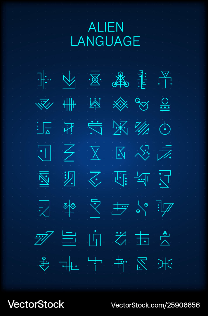 Alien Hieroglyphic Matrix vector image