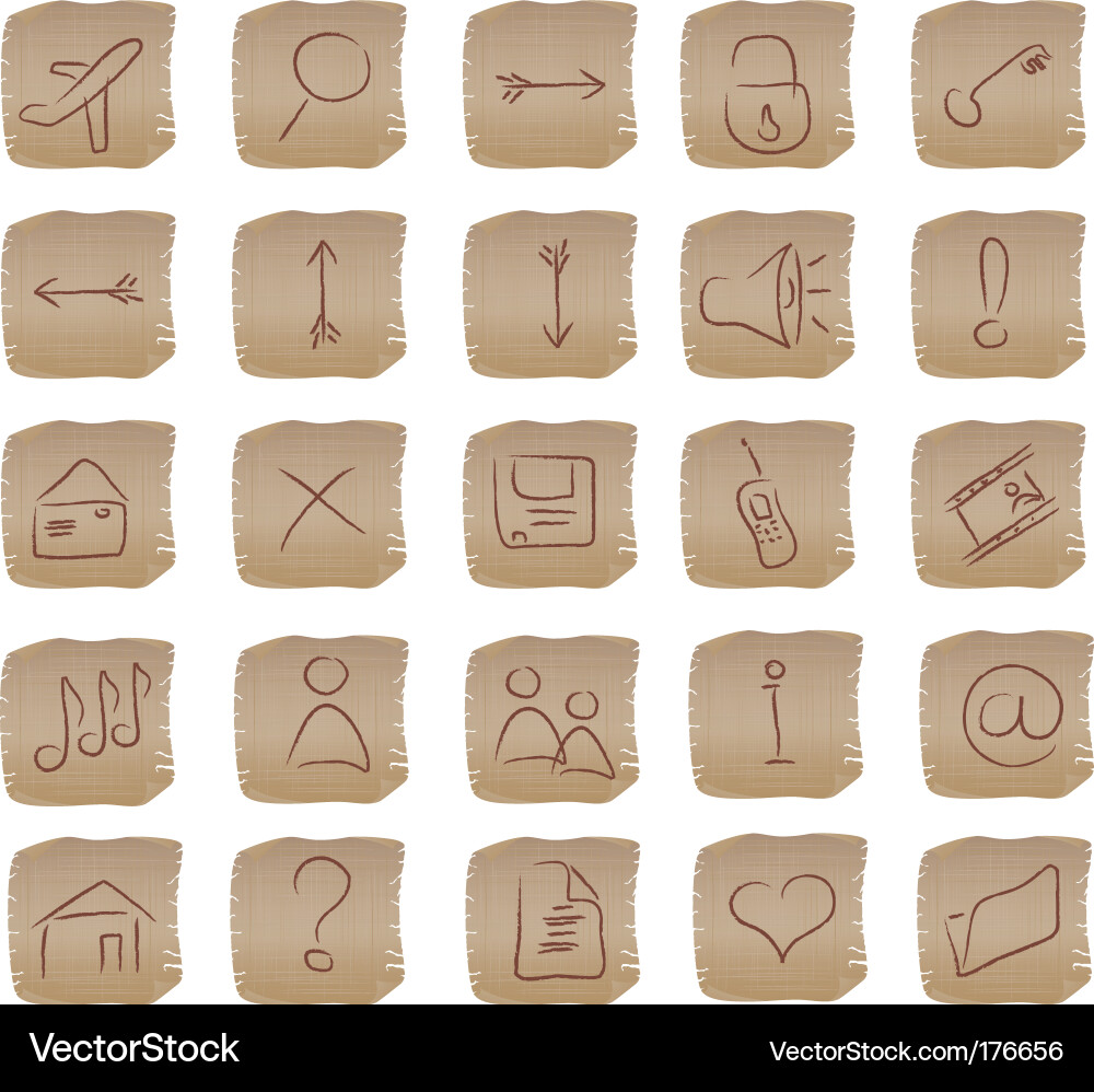 Beige square web buttons set Vector Image