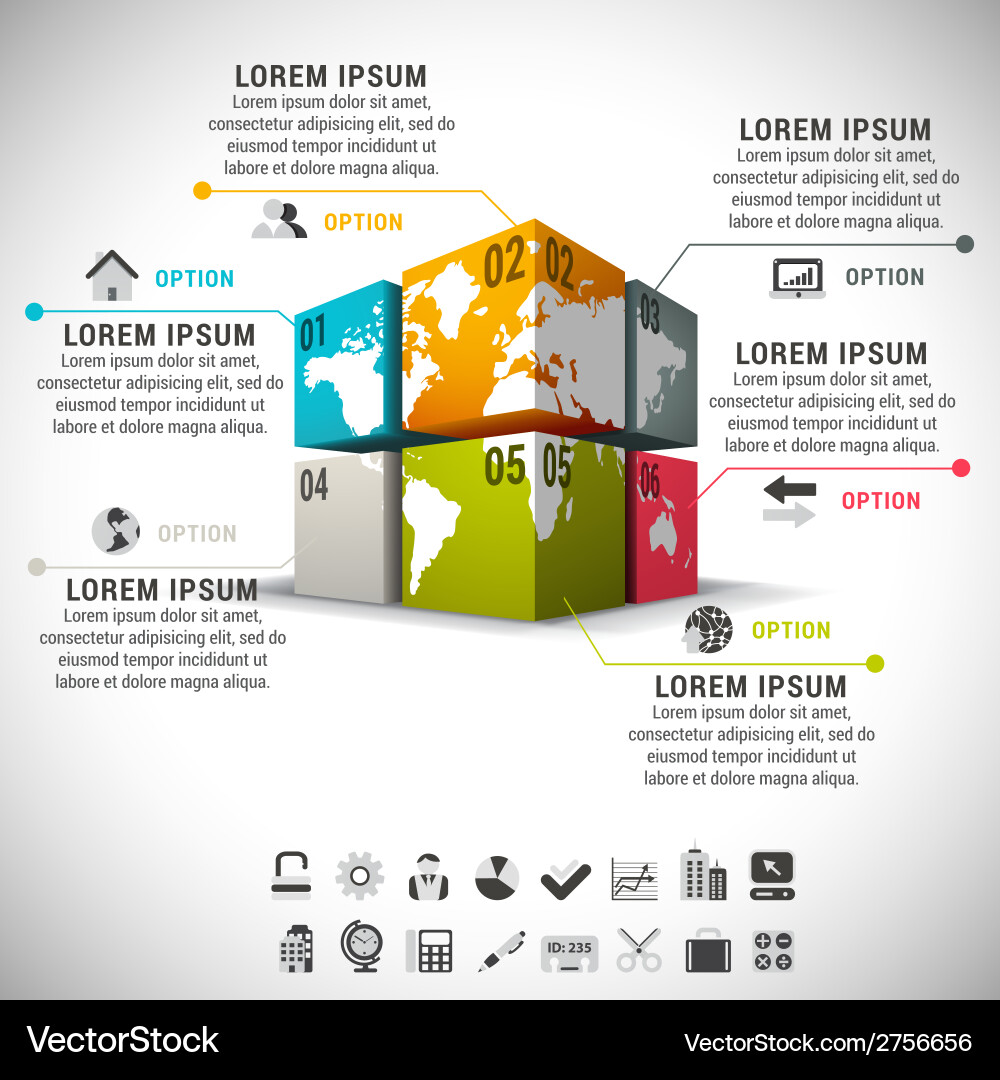 Business Data Cube Map vector image