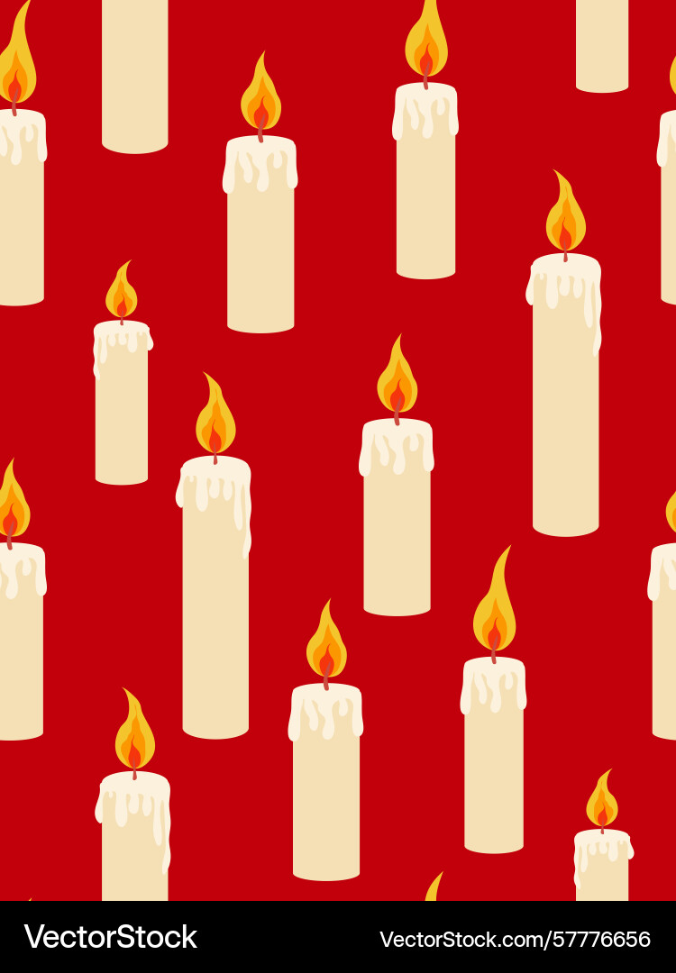 Candle light seamless pattern on red background Candle light seamless pattern on red background Vector Image