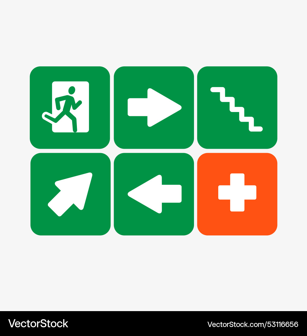 Evacuation sign set Evacuation sign set vector image
