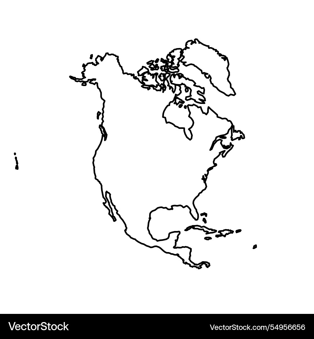 Map silhouette of north america outlined clearly Map silhouette of north america outlined clearly vector image