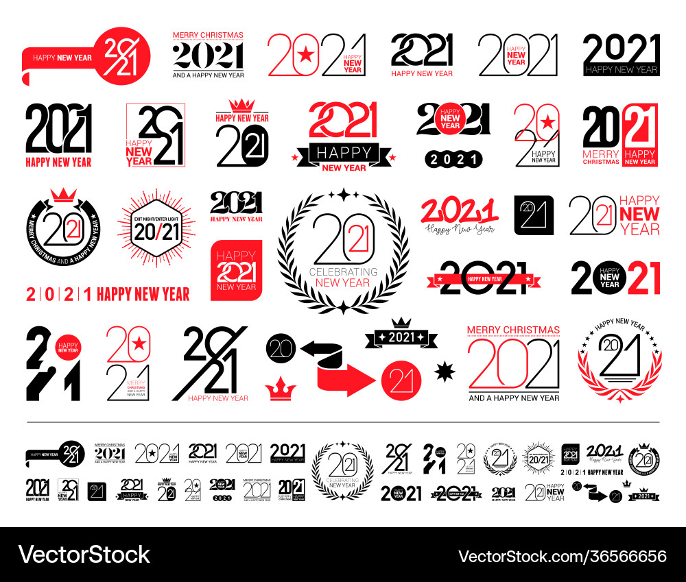 Mega collection 2021 happy new year signs set Mega collection 2021 happy new year signs set vector image