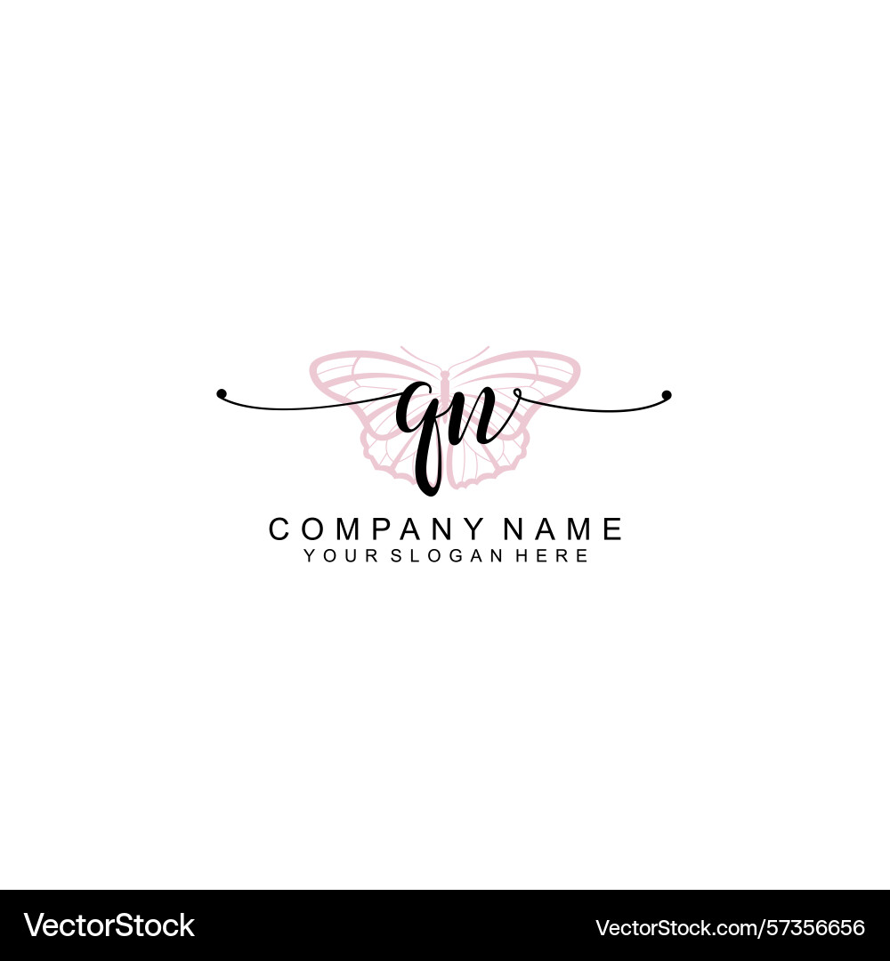 Minimalist handwritten qn initial logos with soft Vector Image