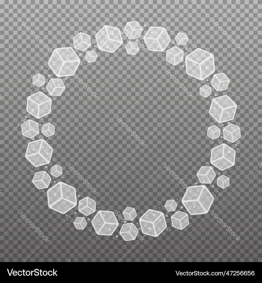 Round frame with 3d ice cubes and bubbles Round frame with 3d ice cubes and bubbles vector image