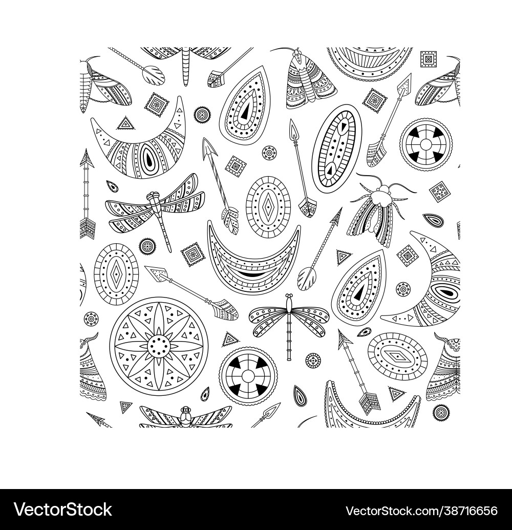 Seamless pattern with boho bohemian background Seamless pattern with boho bohemian background vector image