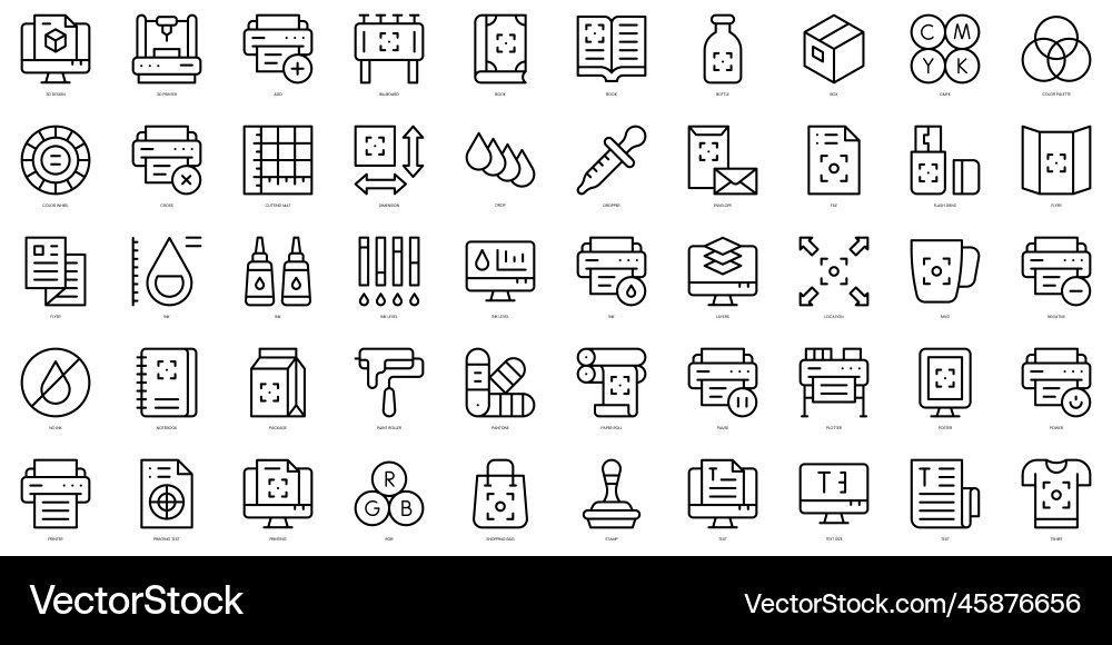 Set of thin line printing icons vector image