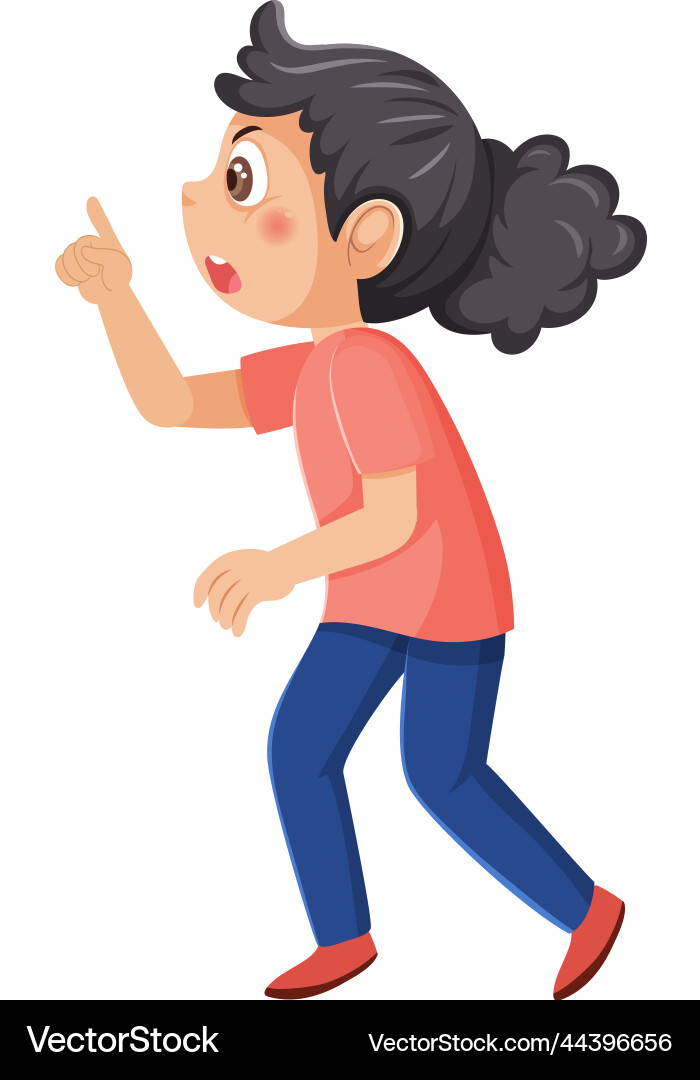 Side view of scowl girl standing Side view of scowl girl standing vector image