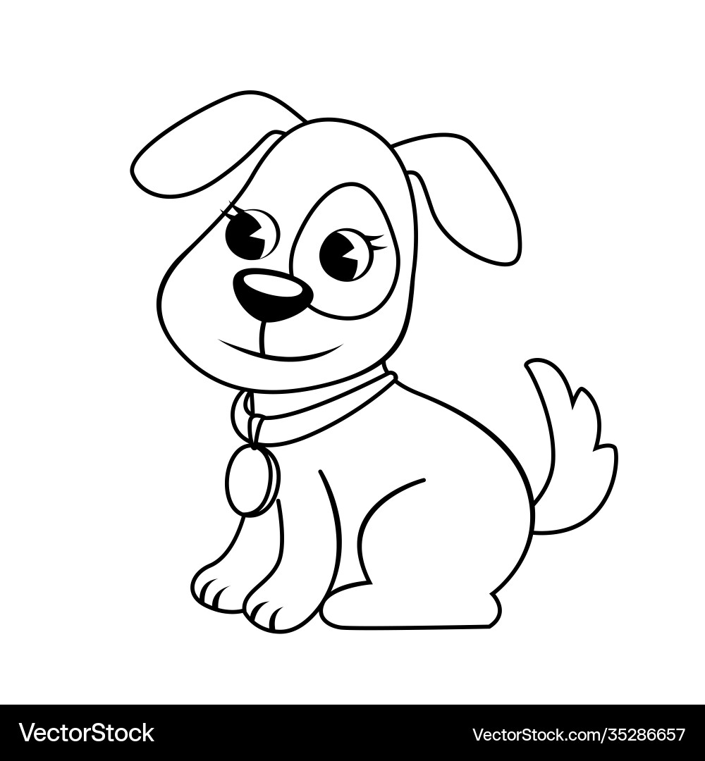Adorable Black and White Puppy Vector Image