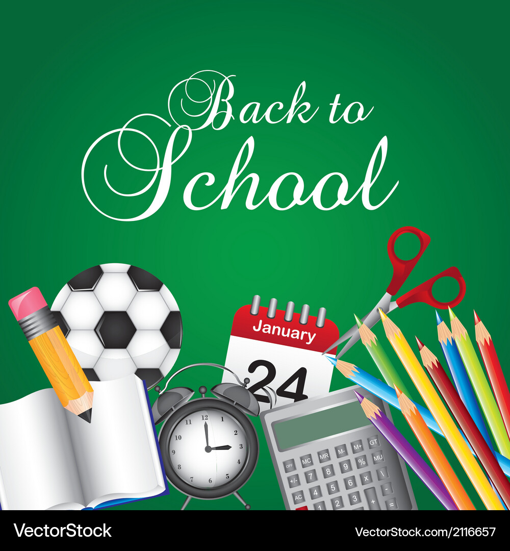 Back to school with objects over chalkboard Vector Image