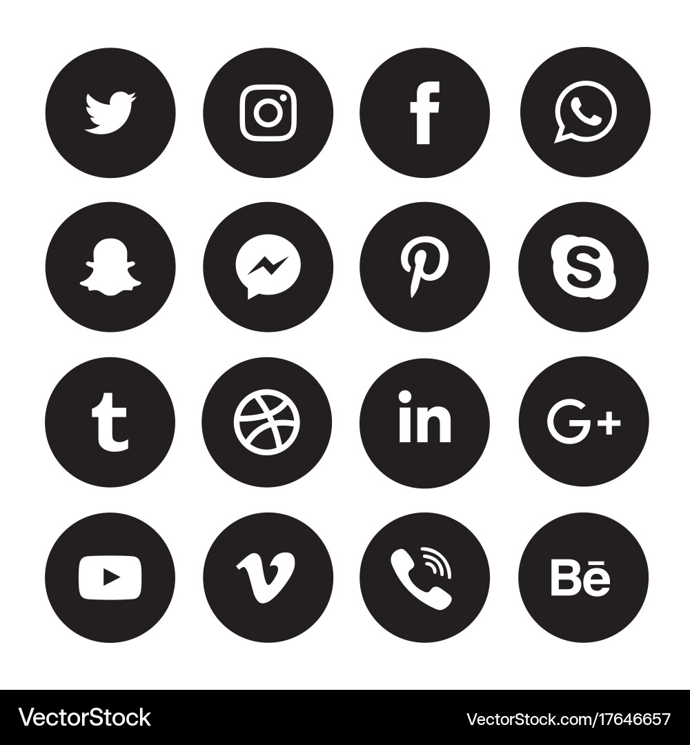 Black Social Media Icons vector image