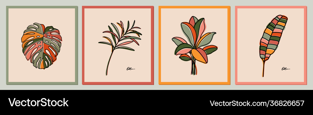 Botanische Wand Kunstsammlung exotische Pflanzen Botanische Wand Kunstsammlung exotische Pflanzen vektorbild