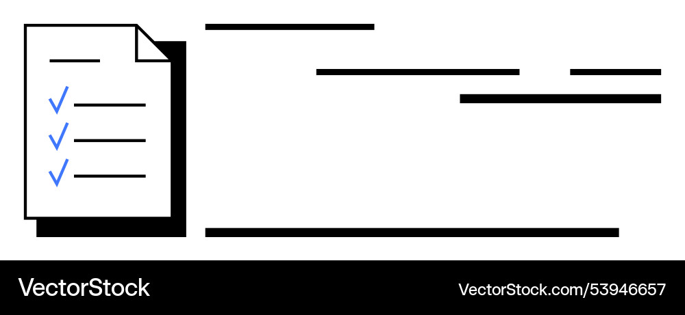 Checklist and text lines with simple black Checklist and text lines with simple black Vector Image