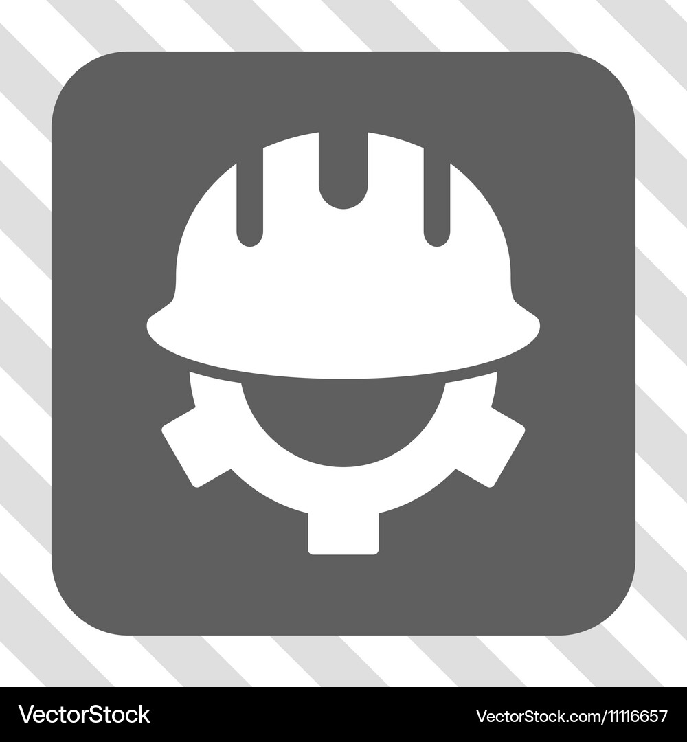 Development helmet rounded square button Vector Image