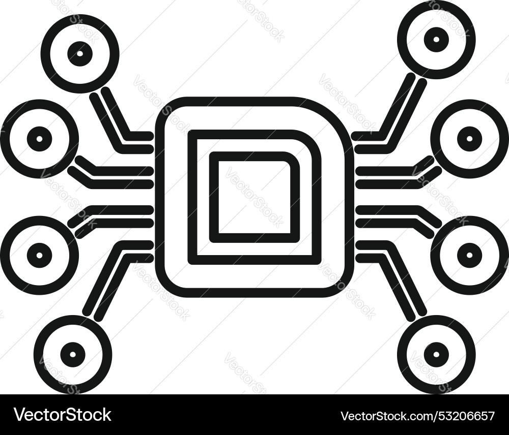Electronic chip connecting with multiple nodes Electronic chip connecting with multiple nodes vector image