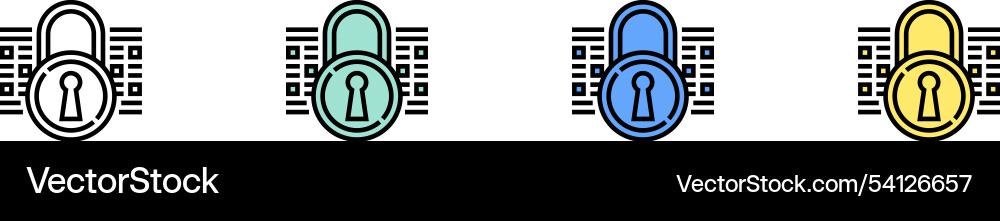 Encrypt icon outline green blue and yellow style Encrypt icon outline green blue and yellow style vector image