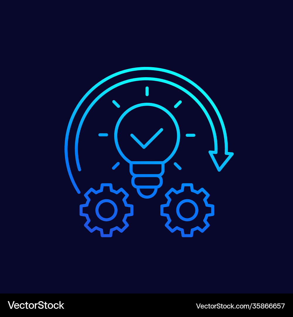 Implementation or idea execution line icon Implementation or idea execution line icon vector image