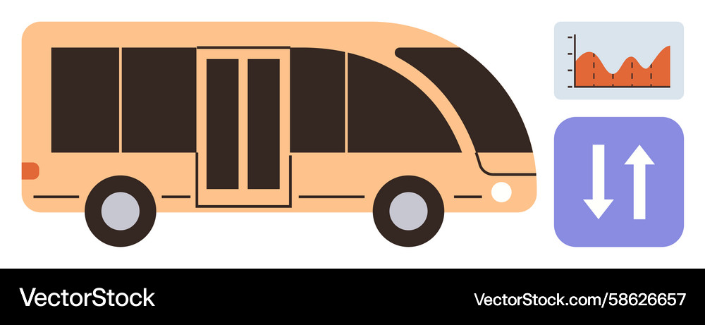 Public transport bus with performance chart Vector Image