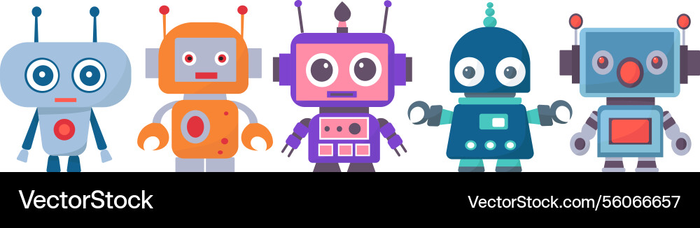 Robots androids in flat style vector image