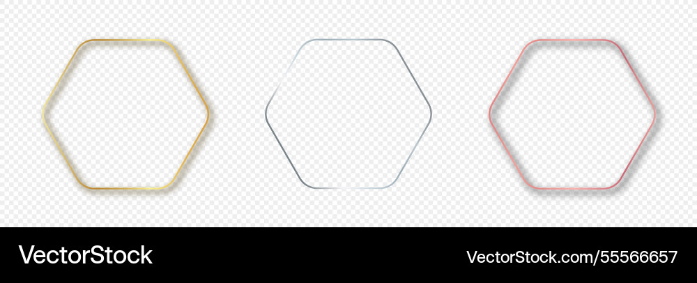 Set of three rounded hexagon frames Set of three rounded hexagon frames vector image