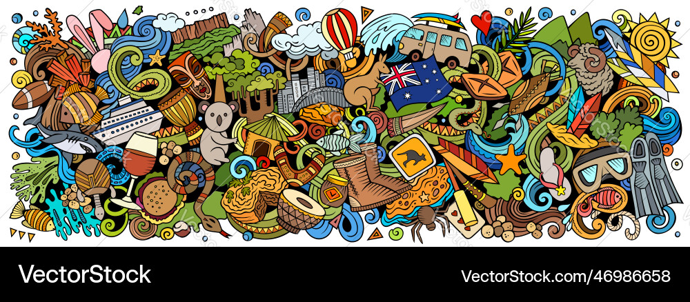 Australische Kultur doodle Cartoon lustige Banner Australische Kultur doodle Cartoon lustige Banner vektorbild