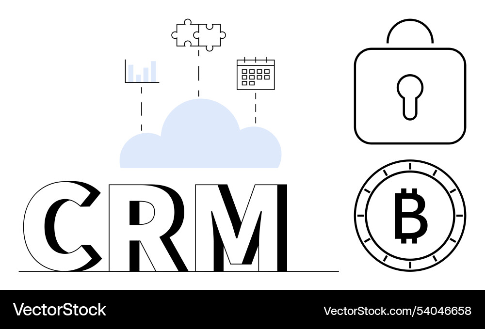 Cloud crm integration with security and blockchain Cloud crm integration with security and blockchain vector image