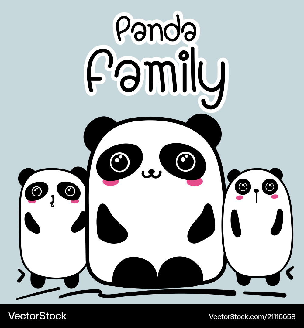 Cute cartoon panda family background Vector Image