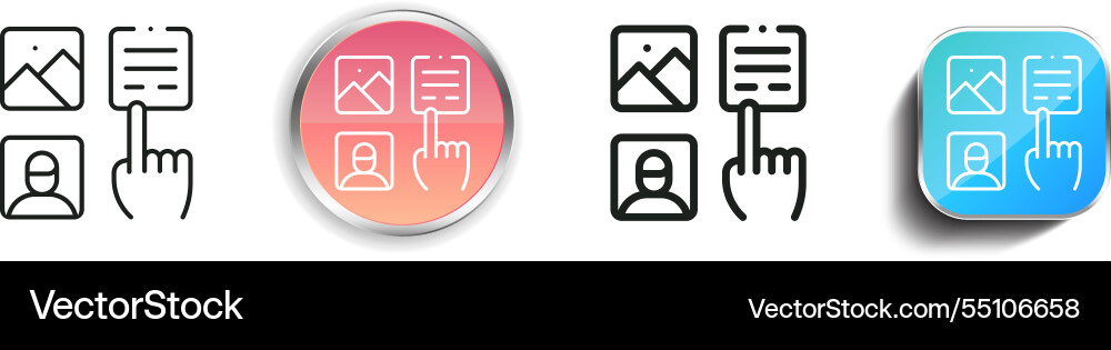Interactivity icon thin linear regular and button vector image