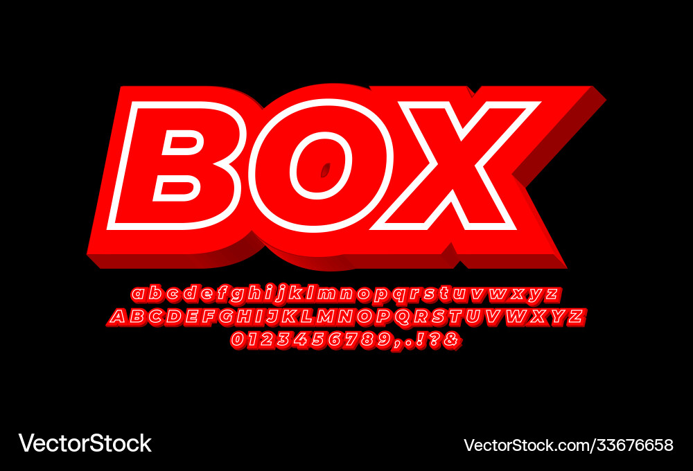 Red bold 3d with line alphabet text effect Red bold 3d with line alphabet text effect vector image