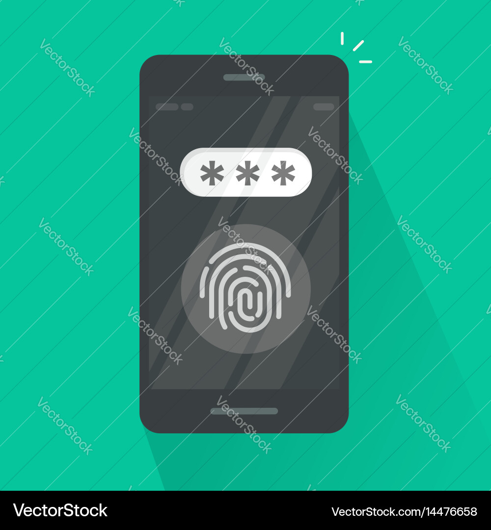 Smartphone with fingerprint button and password Vector Image