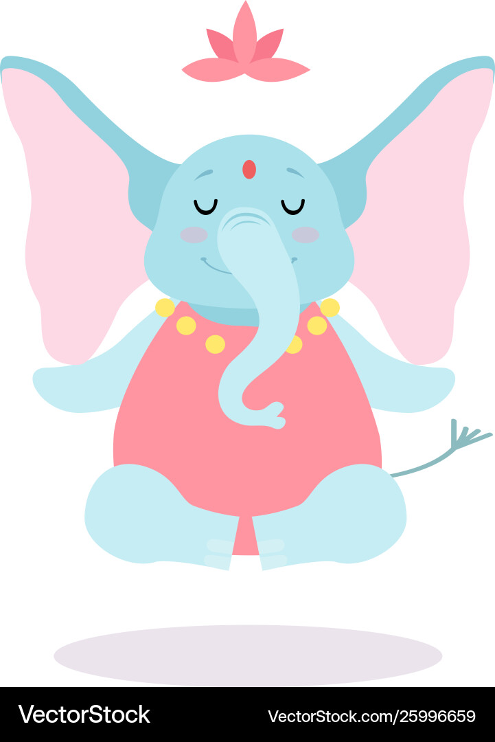 Cute elephant meditating in lotus position funny Cute elephant meditating in lotus position funny vector image
