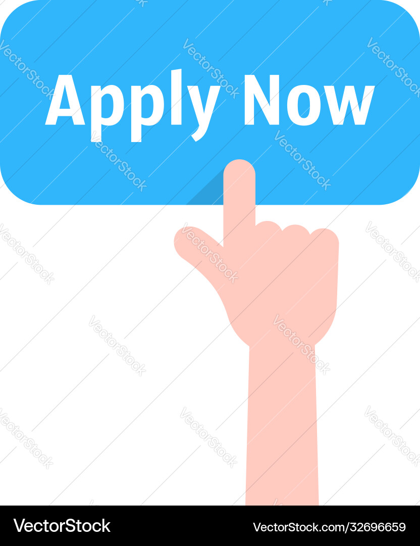 Forefinger press on apply now button vector image