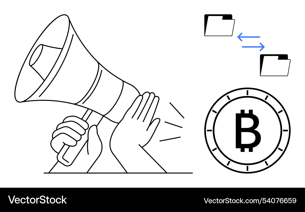Promoting bitcoin transactions through file Promoting bitcoin transactions through file vector image