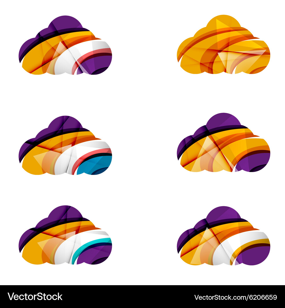 Set of abstract cloud computing icons business Vector Image