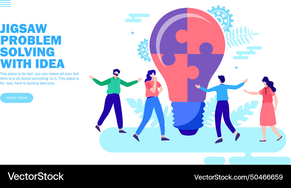 Team creating idea with jigsaw bulb vector image