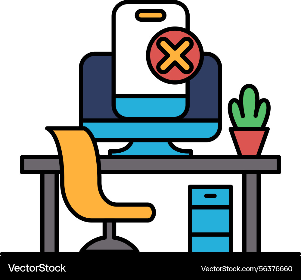 A computer desk with monitor keyboard vector image