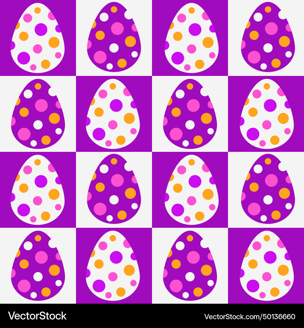 Checkered easter eggs seamless pattern with dots vector image