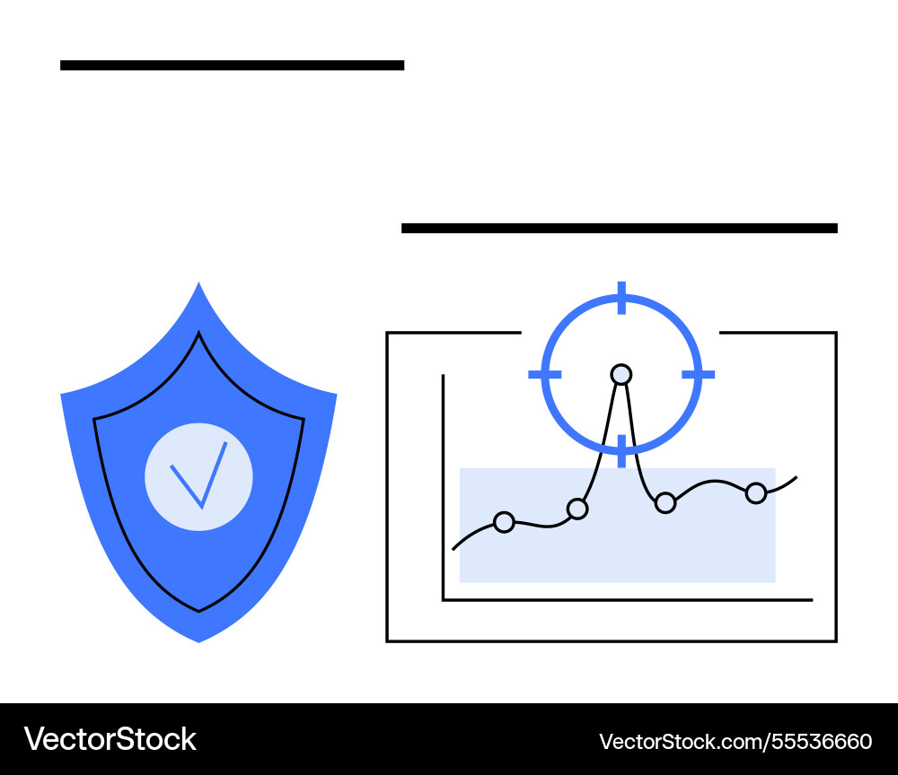 Data analytics with security shield ensuring Data analytics with security shield ensuring vector image