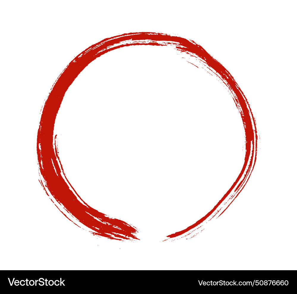 Enso zen red circle round ink brush stroke Vector Image