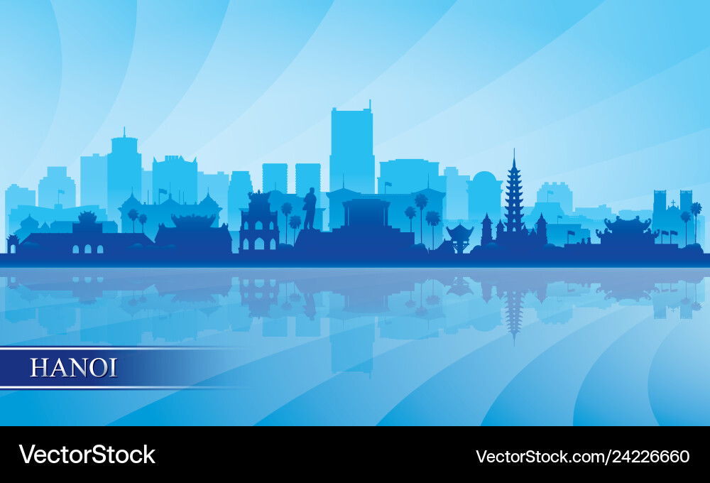 Hanoi City Skyline Silhouette Vector Image