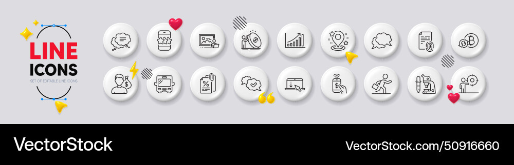 Inflation salary and bus line icons for web app Inflation salary and bus line icons for web app vector image